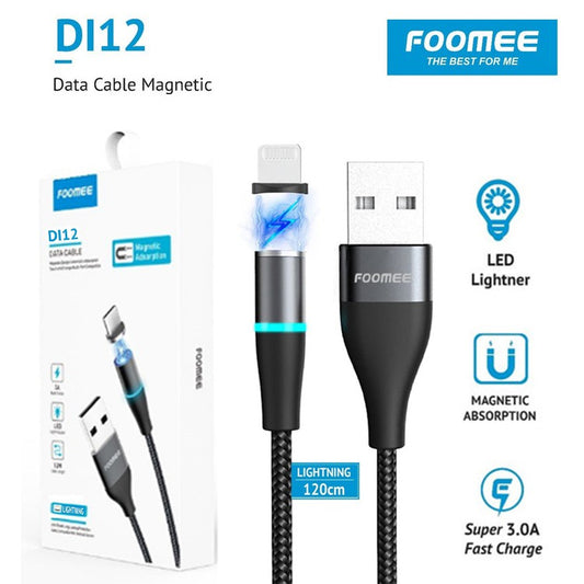 Kabel Data Magnetic Foomee DI12 120Cm Lightning For Iphone 2.4A Fast Charging