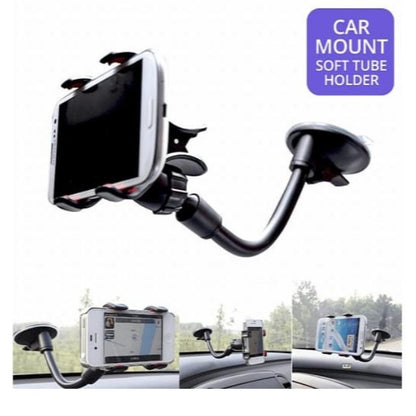 Soft Tube Car Holder Mobil Jepit 4 Cakar Tempel Kaca Dashboard Gps HP Flexible Universal Penyangga