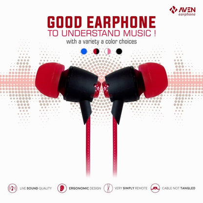 Earphones AVEN N21 Premium Sound Handsfree / Headset / Earbud - Merah