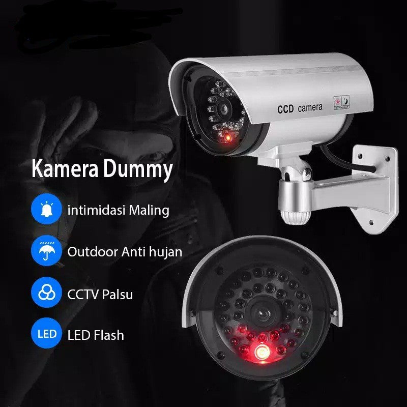 Kamera CCTV Palsu Dummy Fake Camera OUTDOOR Lampu Simulasi Tiruan Toko Rumah Kantor Tempat Parkir