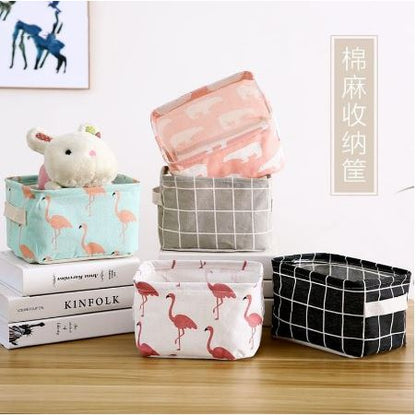 Keranjang Lipat Storage Box Organizer Kanvas Kotak Penyimpanan Tempat Wadah Aksesoris Mini Multifungsi Lucu