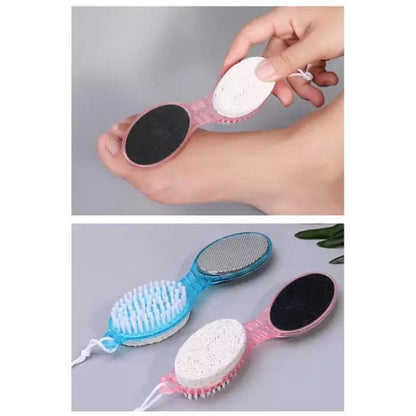 Sikat Penghalus Telapak Kaki 4in1 / Alat Komplit Perawat Tumit Pedicure Paddle Brush 4 Step / Calluses Remover Batu Gosok Sikat Amplas Pengangkat Kulit Mati / Cleanse Brush File Metal RASP Scrub Pumice Stone Buff Emery Pile