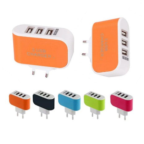 Adaptor Charger 3 Output Kepala Batok Travel Adapter Casan Port USB 3.1A Warna Colokan 3in1 Murah