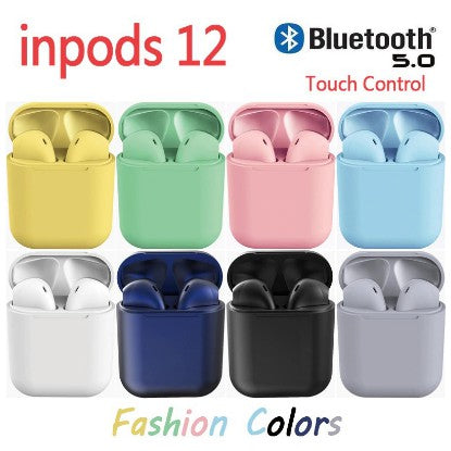 Headset Bluetooth Wireless TWS Inpods 12 Macaron Color TWS i12 Headset Wireless V5.0