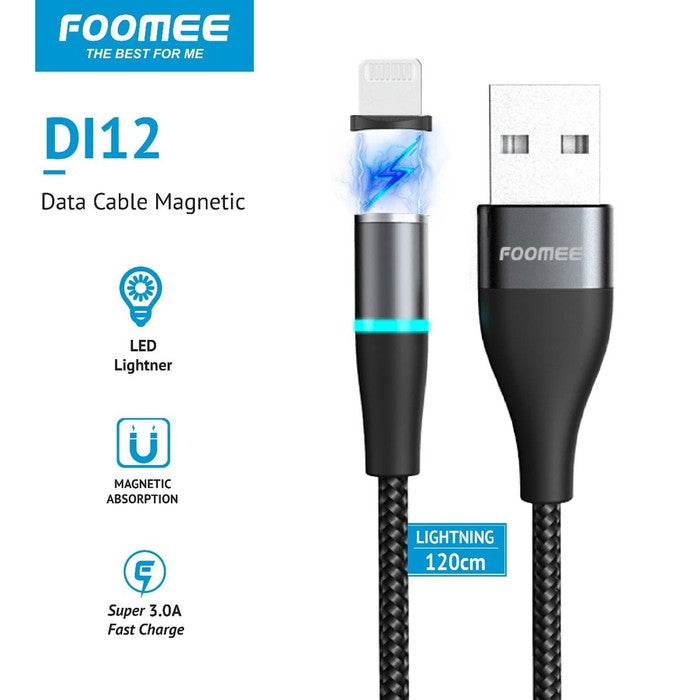 Kabel Data Magnetic Foomee DI12 120Cm Lightning For Iphone 2.4A Fast Charging