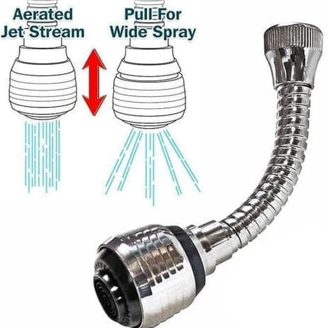 Sambungan Kepala Kran Air Turbo Flex Faucet SWS 360Derajat Flexible 2 Mode Spray keran sink wastafel