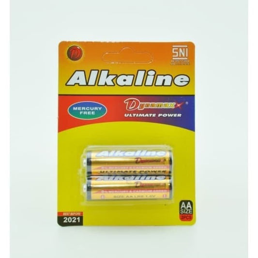 Baterai Alkaline Dynamax AA (ISI 2 PCS) 1.5V Battery Kualitas SNI Ultimate Power Batre LR6 A2 Murah