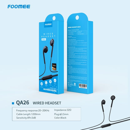 Headset Foomee QA26 / QA26S Wired Earphone HD Stereo Sound In Ear Super Bass Telepon Video Call Handsfree