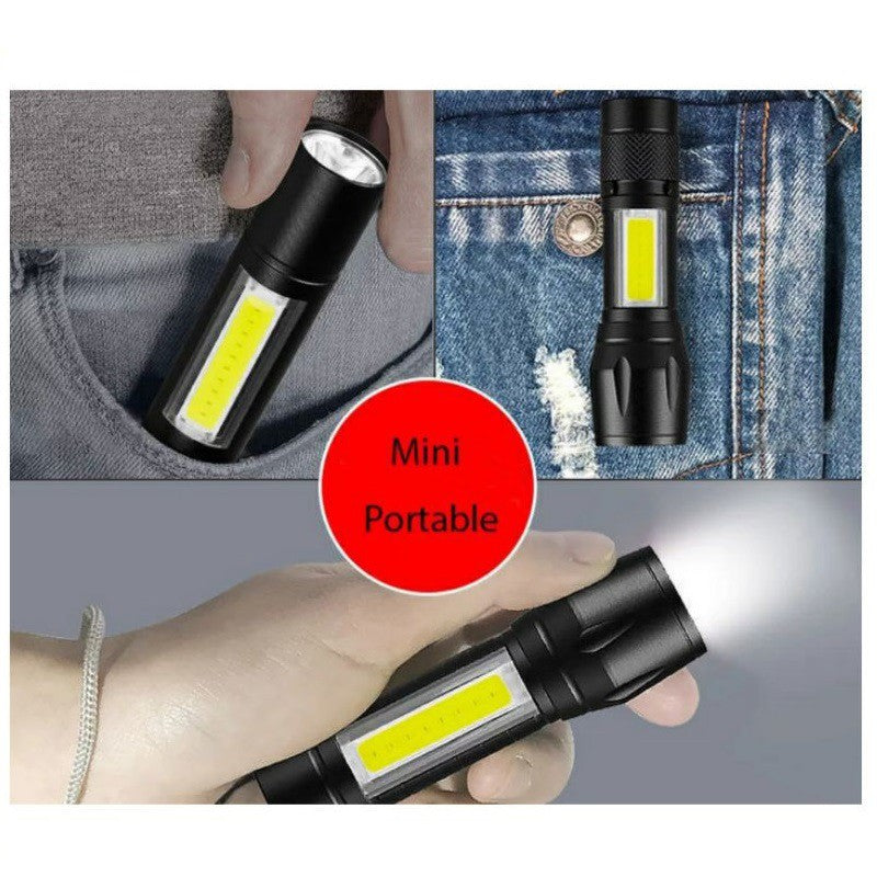 Senter Mini XPE COB LED Zoom Super Terang Swat Police Light Rechargeable / Lampu Pencahayaan Mini Untuk Camping Piknik Hiking