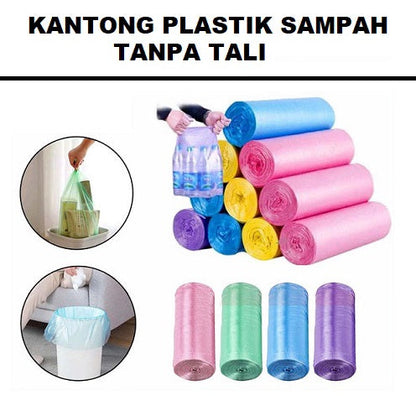 Kantong Plastik Sampah Roll Ukuran 45x50Cm Dengan Tali Pengikat Isi 15 Lembar / Tas Kresek Sampah Dapur Gulung Serbaguna Sekali Pakai / Disposable Garbage Bags Cocok digunakan di dapur toilet kantor kamar