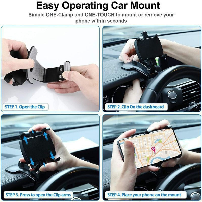 Car Holder Mobil Jepit HD-35 3IN1 / Holder Spion Dashboard Mobil HD35 Universal Mobile Dudukan Penyangga HP GPS Handphone 360° / Visor Meja Multifungsi