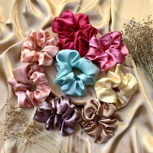 Ikat Rambut Scrunchie Satin Silk IMPORT Korea Hairband Kunciran Cepol Hijab Aksesoris Fashion Wanita