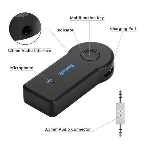 Bluetooth Audio Receiver / Music Wireless Handsfree Car Connector A2DP HP Speaker Alat Pemancar Jack