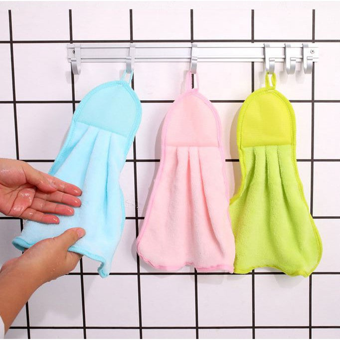 Kain Lap Tangan Polos Hand Towel Warna Handuk Gantung Wastafel Coral Fleece Bulu Karang Serap Air