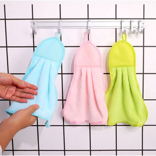 Kain Lap Tangan Polos Hand Towel Warna Handuk Gantung Wastafel Coral Fleece Bulu Karang Serap Air