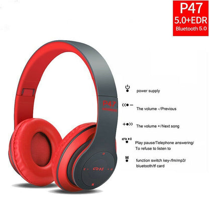 HEADPHONE BLUETOOTH P47 Headset Bando Gaming Lipat Wireless Audio Stereo Super Bass 5.0 EDR Travel