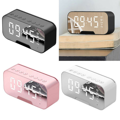 SPEAKER JAM Bluetooth Q5 Q9 LED Alarm Clock + Phone Stand Holder Digital Display Smart Portable Kaca