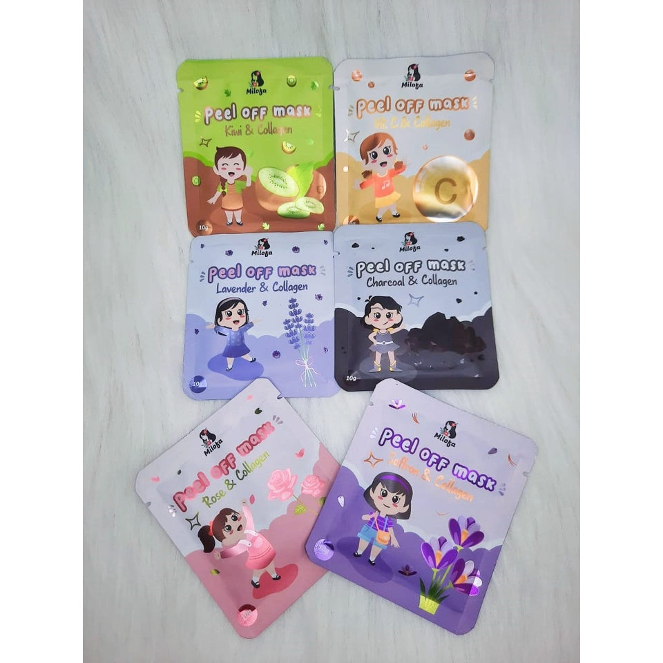 Masker Wajah MILOFA - Peel Off Mask 10Gr Original BPOM / Masker Lumpur Pengangkat Komedo / Blackhead Mask 10Gram Pelembab Mencerahkan Kulit Muka Jerawat Collagen Sachet