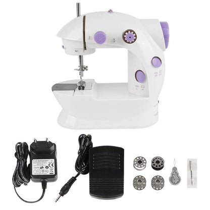 Mesin Jahit Mini Portable SM-202A  / Sewing Machine Elektrik With Lampu LED / Alat Jahit Rumah Tangga Praktis Menjahit Jarum Benang Multifungsi Murah