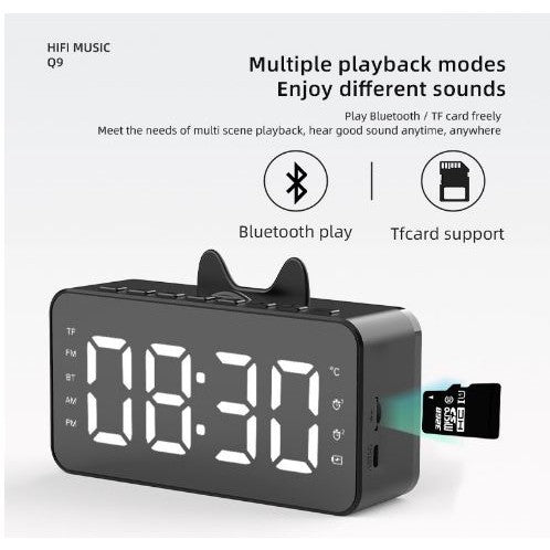 SPEAKER JAM BLUETOOTH Desktop Alarm Q9 LED Digital Clock Display Smart Weaker Portable Wireless