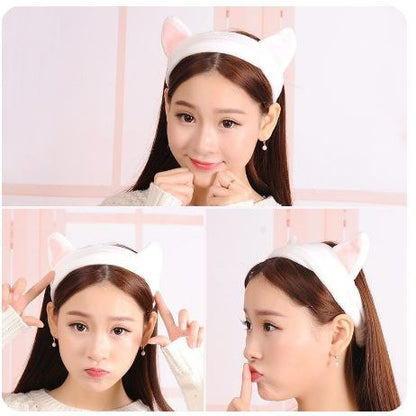 Bandana Bando Korea Import Headband Kain Karet Motif Kuping Kucing Telinga Kelinci Kepala Rambut