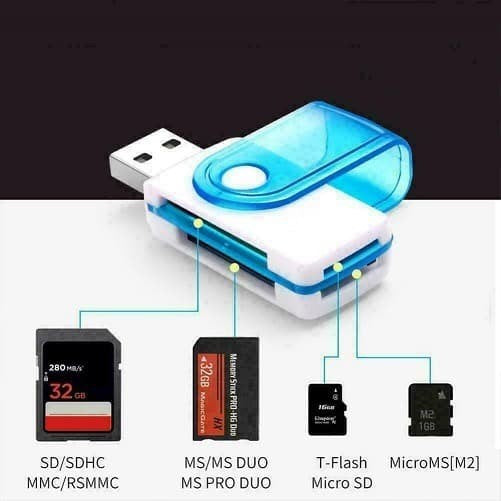 Card Reader All in One ( 4in1 ) Multi Memory Converter To Flashdisk 4 slot model putar serbaguna