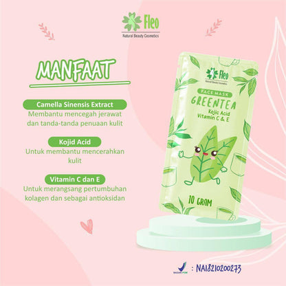 Masker Wajah Organik FLEO Face Mask 10Gr Bubuk Powder Original BPOM Vitamin C E Jerawat Kulit Kering