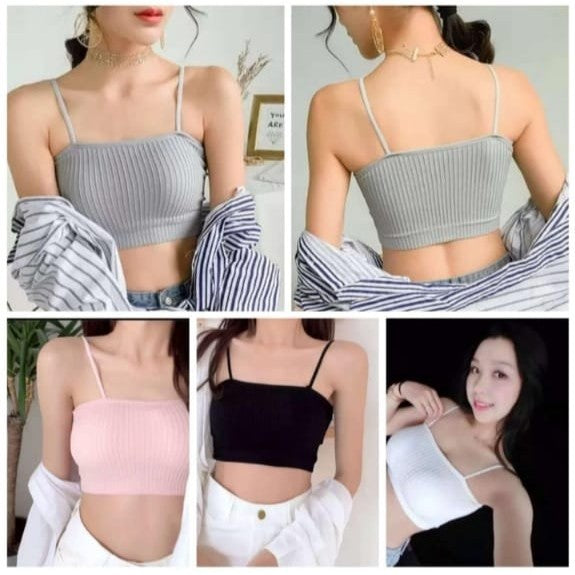 Sport Bra Kemben Tali Kecil Dalaman Wanita Korea Import BH Gym Zumba Tanpa Kawat Tanktop Spaghetti