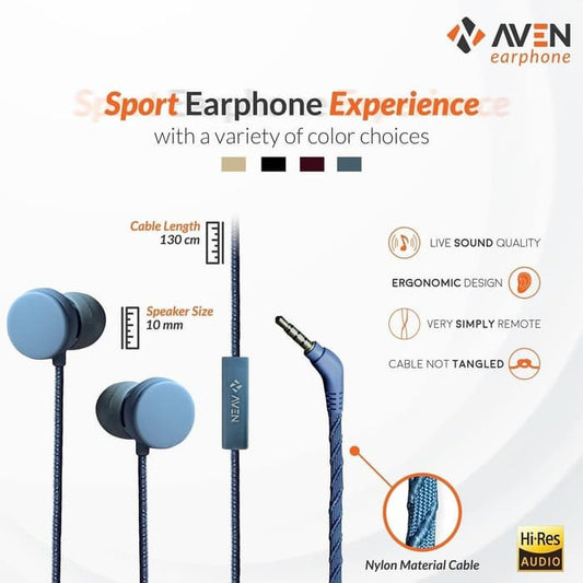 Earphone N18 Sport Sound Nylon Headset Cable Premium - BLUE