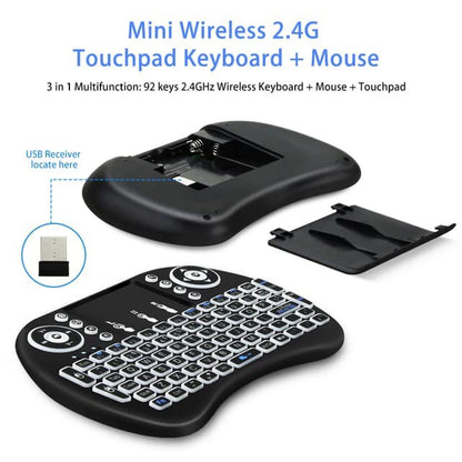 Mini Keyboard i8 Backlit Mouse Keypad Wireless Touchpad Nirkabel Tanpa Kabel Asus Acer Lenovo