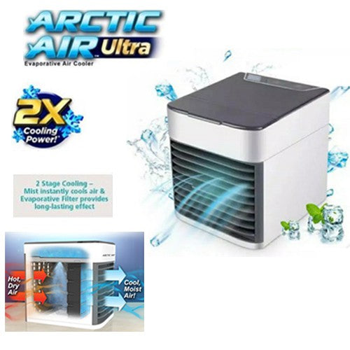 Arctic Air Cooler Fan Ultra AC Mini Portable USB 2X Cooling Power / Artic Air Pendingin Penyejuk Ruangan 7 LED