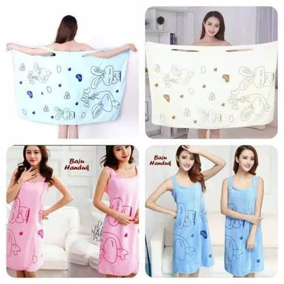 Baju Handuk Mandi Karakter Wearable Towel Kimono Renang Multifungsi / Bath Towel