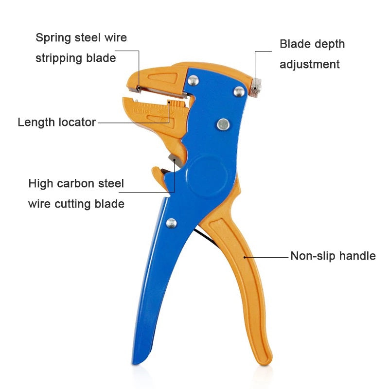 Tang Pengupas dan Pemotong Kabel Listrik 2in1 / Alat Pembuka Kulit Kabel UTP LAN Automatic Wire Cable Stripper Peralatan Perkakas Tangan Multifungsi Cable Tunggal Ganda Datar Multi