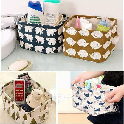 Keranjang Lipat Storage Box Organizer Kanvas Kotak Penyimpanan Tempat Wadah Aksesoris Mini Multifungsi Lucu