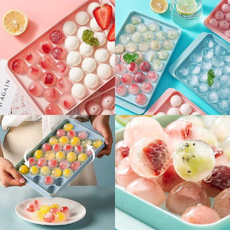 Cetakan Es Batu Bulat 33 Grid / Alat Pencetak Puding Cokelat Jelly 33 Kotak / Ice Cube Tray Mold 33 Grid Sekat Cetak Bentuk Bola Cristal Food Grade