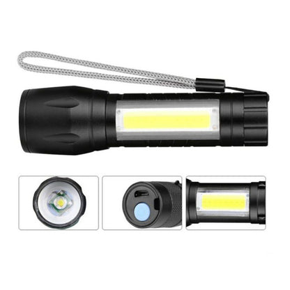 Senter Mini XPE COB LED Zoom Super Terang Swat Police Light Rechargeable / Lampu Pencahayaan Mini Untuk Camping Piknik Hiking