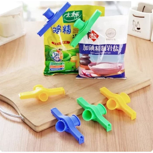 Klip Segel Plastik Penutup Makanan dengan Corong / Penjepit Kemasan Bungkus Makanan Ringan Bumbu Dapur / Penjepit Bungkusan Cemilan Snack Sereal / Jepitan Food Sealing Clip + Nozzle Cap