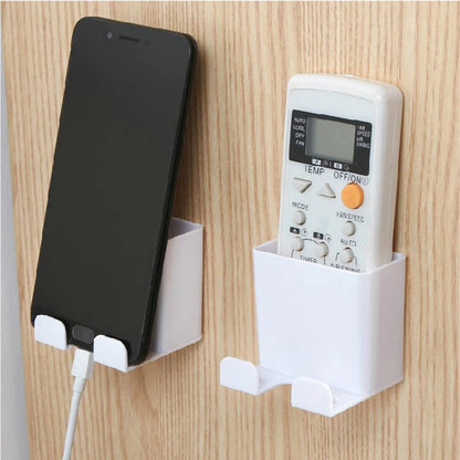 Rak Holder Tempel Dinding 2IN1 / Kotak Penyimpanan Tempat Charger Hp Remote TV AC Rak Gantung Docking Cas Handphone Serbaguna Multifungsi