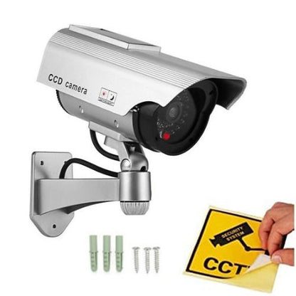 Kamera CCTV Palsu Dummy Fake Camera OUTDOOR Lampu Simulasi Tiruan Toko Rumah Kantor Tempat Parkir