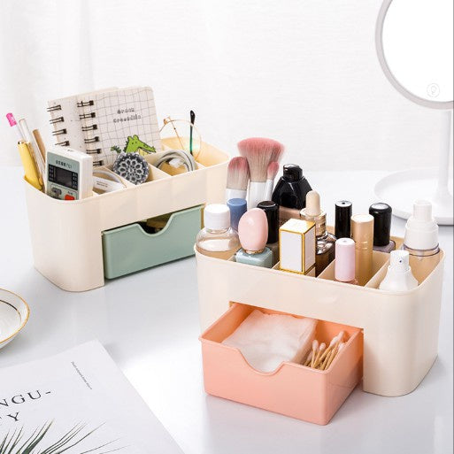 Rak Kosmetik Laci Makeup / Kotak Tempat Penyimpanan Storage Box Organizer Serbaguna Remote TV AC Brush Make Up Lipstik Aksesoris /  Plastik Wadah Perhiasan Kutek Parfum Gunting Makeup Sekat