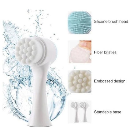 Alat Cuci Muka 2in1 Facial Cleansing Brush Silicone Sikat Pembersih Wajah Pori 2 Sisi Bulu Lembut Halus Silikon