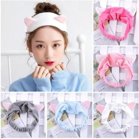 Bandana Bando Korea Import Headband Kain Karet Motif Kuping Kucing Telinga Kelinci Kepala Rambut