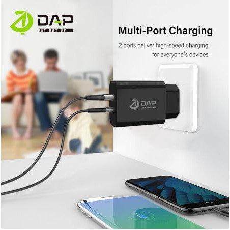 Adaptor Charger DAP D-A4 2.4A Dual 2 Port USB Output Adapter Kepala kabel Fast Charging batok charge