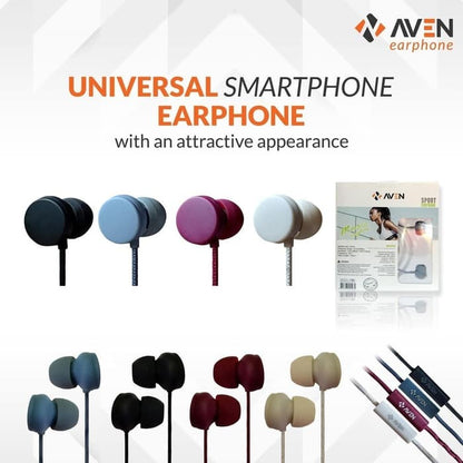 Earphone AVEN N18 Sport Sound Nylon Headset Cable Premium - Red Maroon