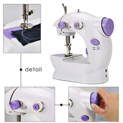 Mesin Jahit Mini Portable SM-202A  / Sewing Machine Elektrik With Lampu LED / Alat Jahit Rumah Tangga Praktis Menjahit Jarum Benang Multifungsi Murah