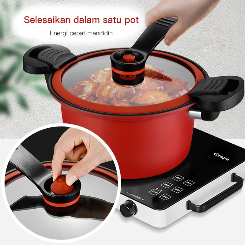 Panci Presto Anti lengket 3.5 Liter / Slow Cooker Low Pressure Pot 3.5L / Panci Tempat Memasak Pelunak Daging & Ayam / Slowcooker Serbaguna Untuk Hadiah Kado Pernikahan Pindahan Rumah Baru Bayi Lahir Mpasi