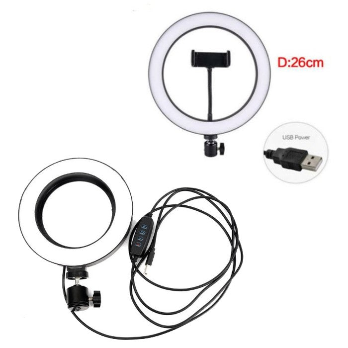 Lampu Ring Light LED 26Cm 10Inch Ringlight Selfie 3 Mode 26 Cm Live Streaming Vlog