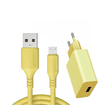 Travel Adaptor Charger MACARON Fast Charging 3.1A + Cable Micro USB 100Cm / Adapter Transfer Data + Kabel Bulat Casan Handphone Mikro Quick Charge 3.0 1m For Smartphone Samsung Oppo Vivo Xiaomi Redmi realmi