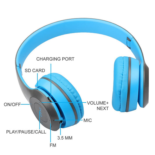 HEADPHONE BLUETOOTH P47 Headset Bando Gaming Lipat Wireless Audio Stereo Super Bass 5.0 EDR Travel