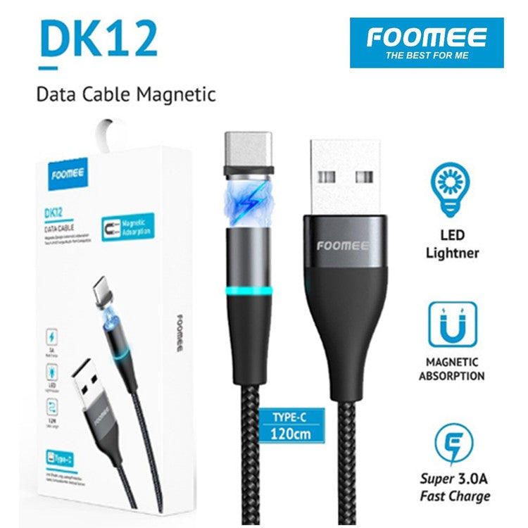 Kabel Foomee DK12 Type-C 120Cm Magnetic Cable Data Fast Charging 3.0A TypeC tipeC tipe C 1meter 1m